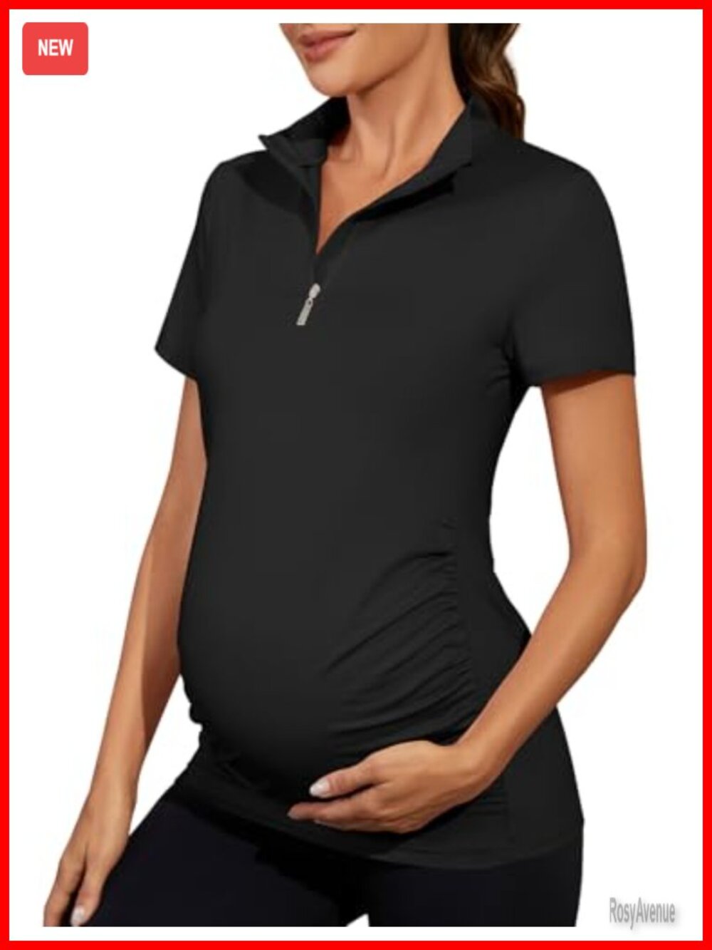 Maternity Workout Top 1/4 Zip Short Sleeve Pregnancy Shirt